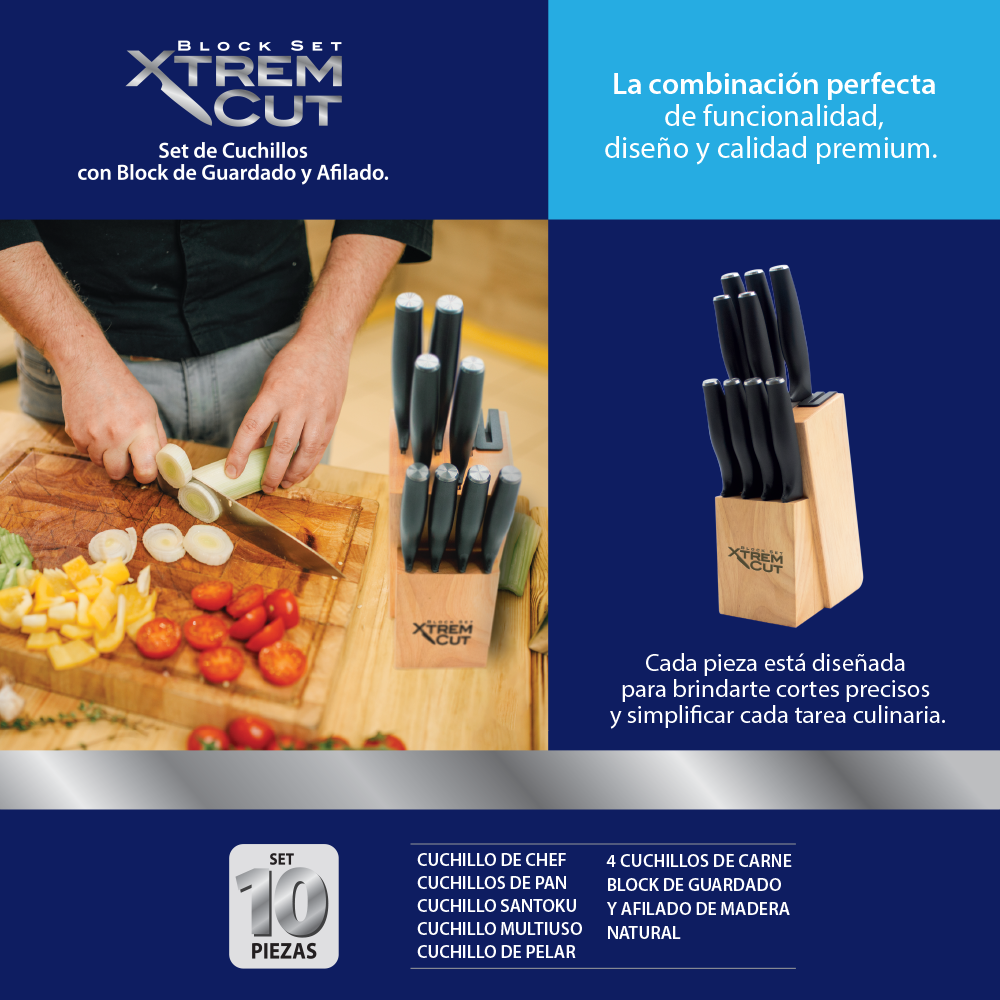 Xtrem Cut Block Set 10 pz c/ Afilador
